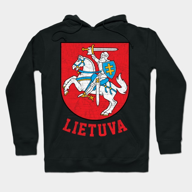 Lithuania - Vintage Distressed Style Crest Design Hoodie by DankFutura